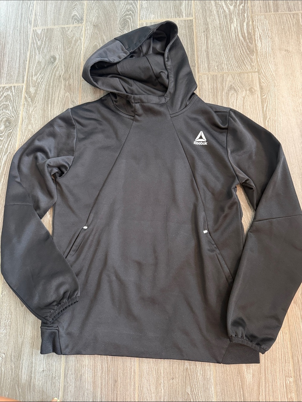 Reebok Black Boys Youth XL 14 16 Hooded Fleece Performance Jacket EUC
